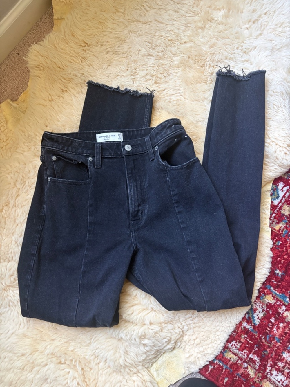 High-Waist Black Women’s Jeans - split hem curve love